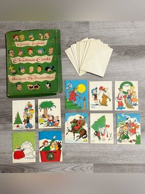 Vintage 1951 King Features Popular Comics Christmas Cards Box Set Incomplete